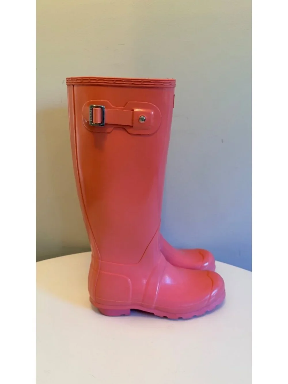 Hunter Womens Tall Pink Rain Boots Size 7 Durable Rubber Waterproof